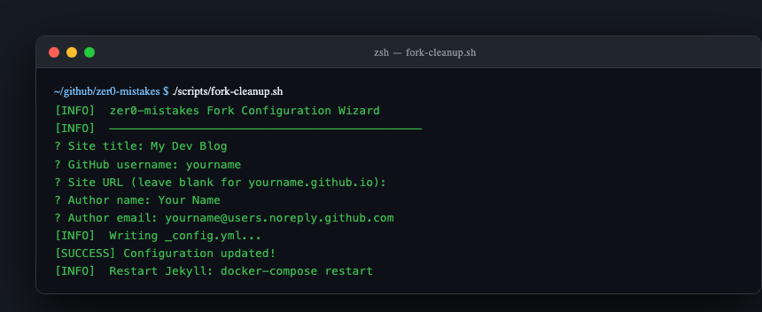 fork-cleanup.sh running interactively