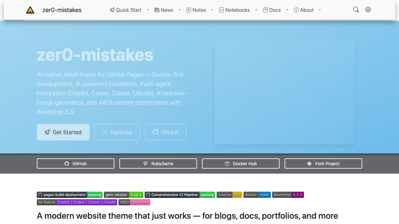 Zer0-Mistakes site running at localhost:4000